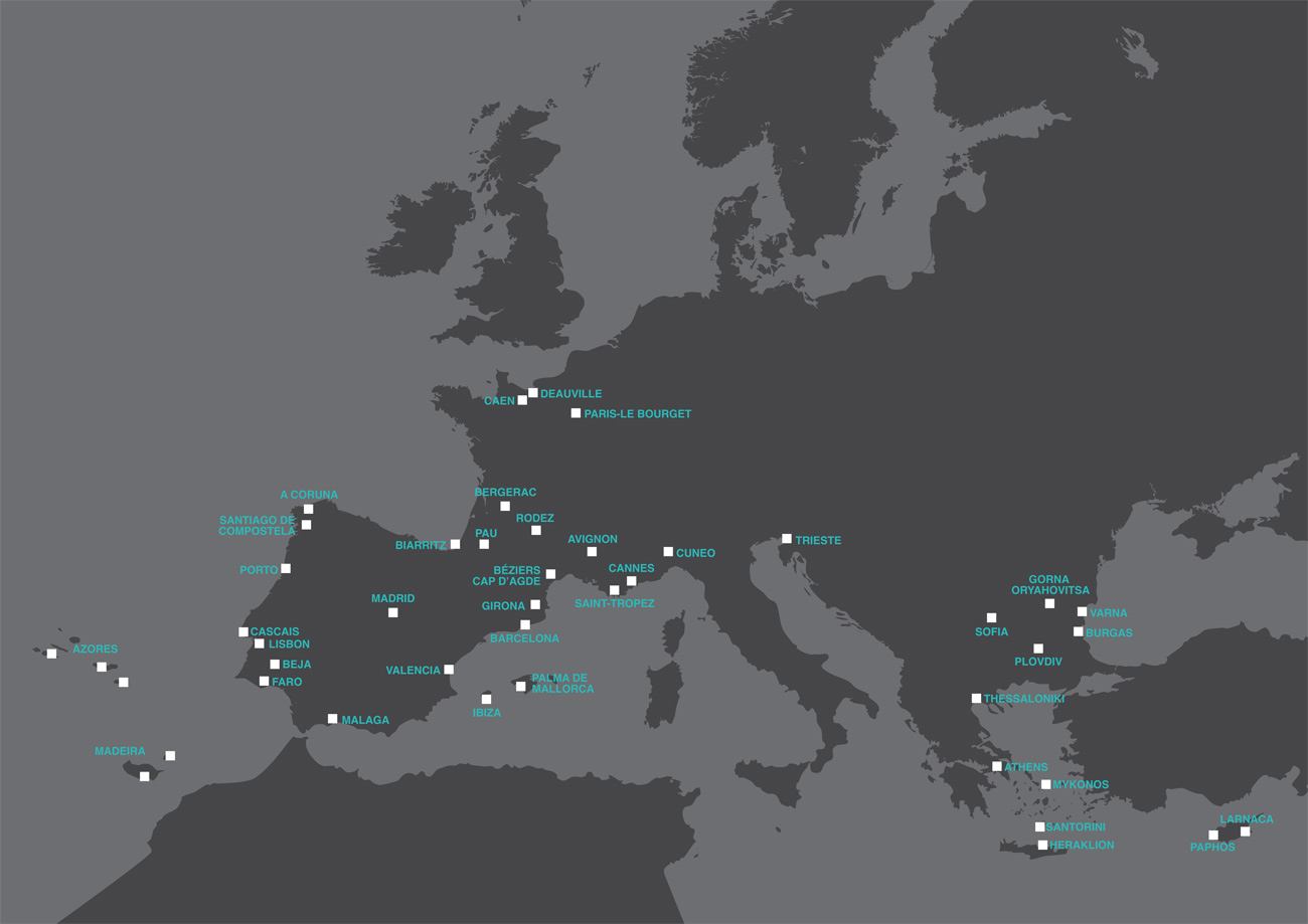 Sky valet's destinations on the map