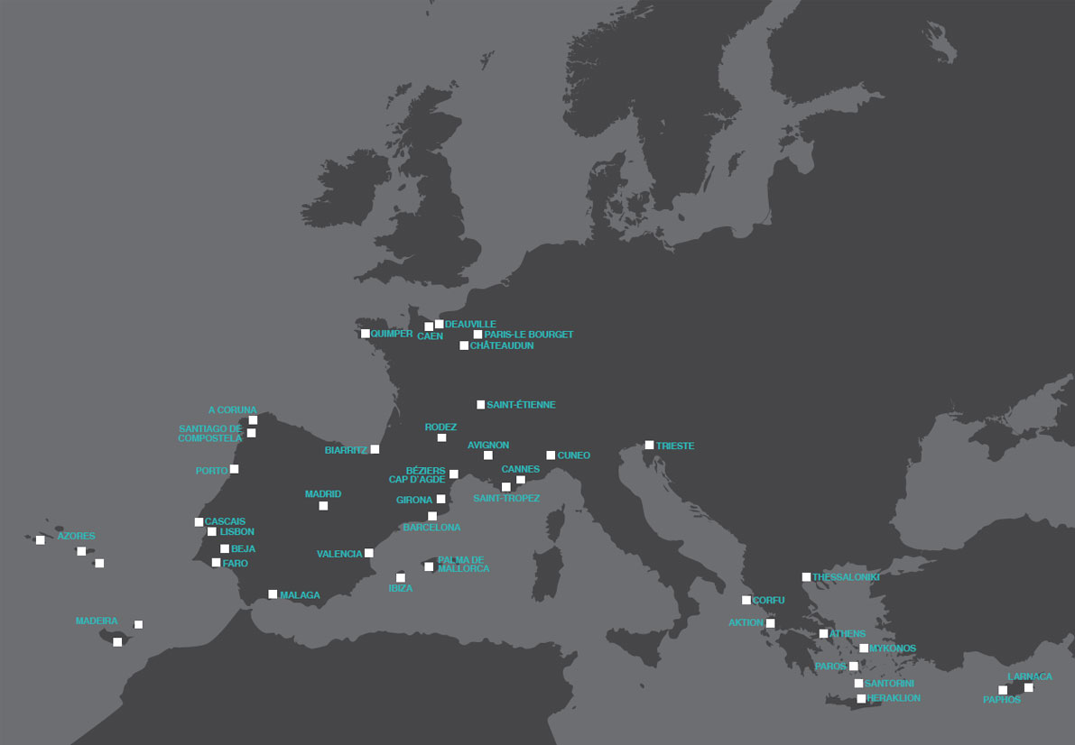 Sky valet's destinations on the map