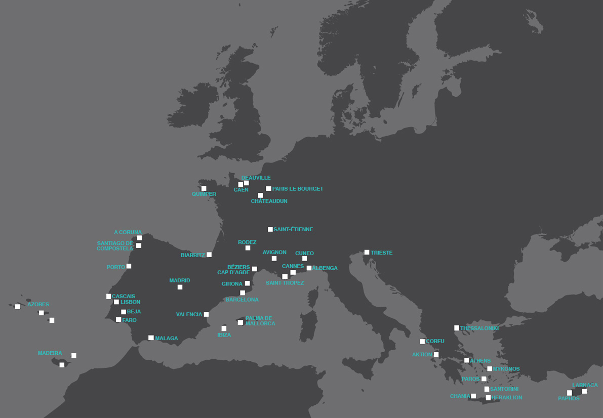 Sky valet's destinations on the map